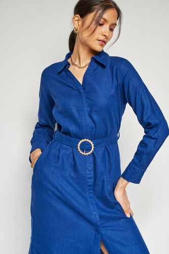 Navy Solid Straight Dress, Navy Blue, image 6